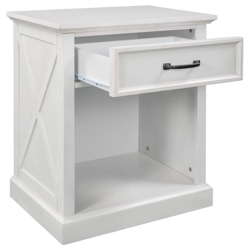 Modern Style Wooden Nightstand with Drawers Storage