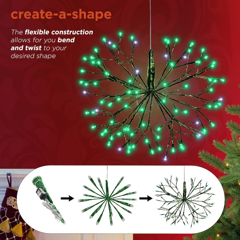 Alpine Corporation 16"H Indoor Holiday 3D Snowflake Hanging Ornament with LED Lights