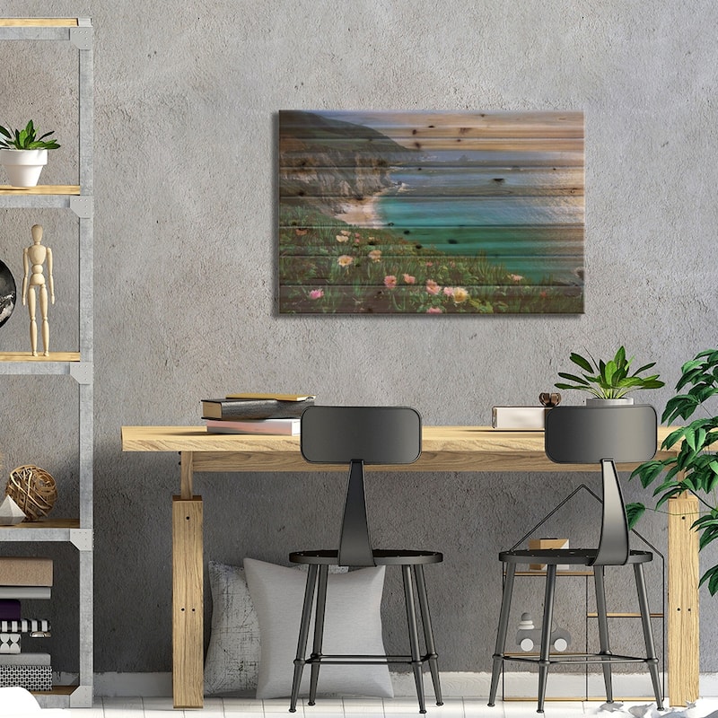 Ice Plant, Big Sur Coast Near Bixby Creek, California Print On Wood by Tim Fitzharris - Multi-Color