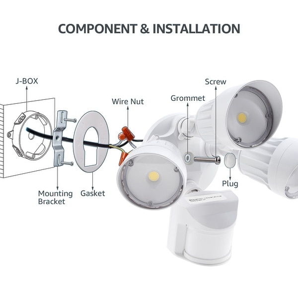 LED Security Lights Adjustable 3 Heads Motion Sensor Flood Light 3 Modes ETL Listed On Sale Bed Bath Beyond 29032782