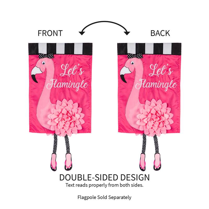 Let's Flamingle Garden Applique Flag