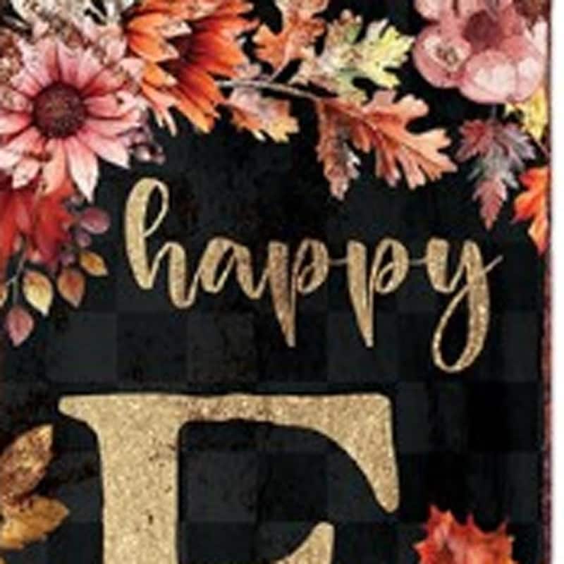 HomeRoots 36" Black And Orange Solid Wood Happy Fall Leaves Porch Sign