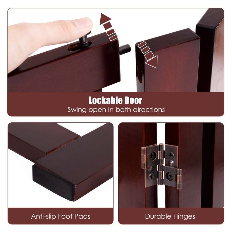 30'' Configurable Folding Free Standing 4 Panel Wood Pet Safety Fence