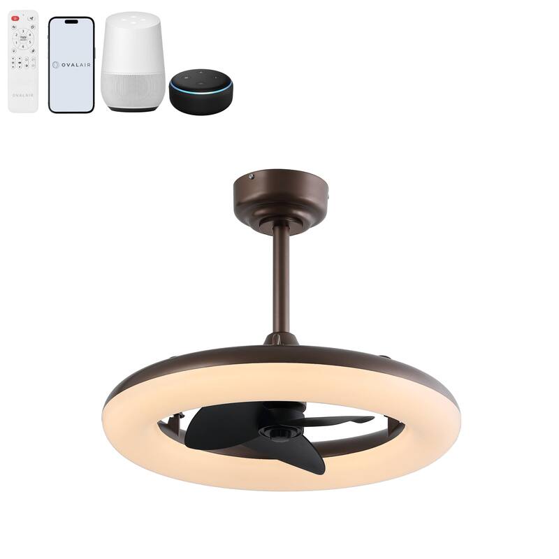 21.5" Smart LED Ceiling Fan - 6-Speed, Dimmable, Remote/App Control - 21.5