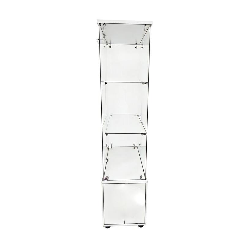 Double-door four-layer cabinet-style storage cabinet,display cabinet,wine cabinet,with remote-controlled lights,adjustable feet