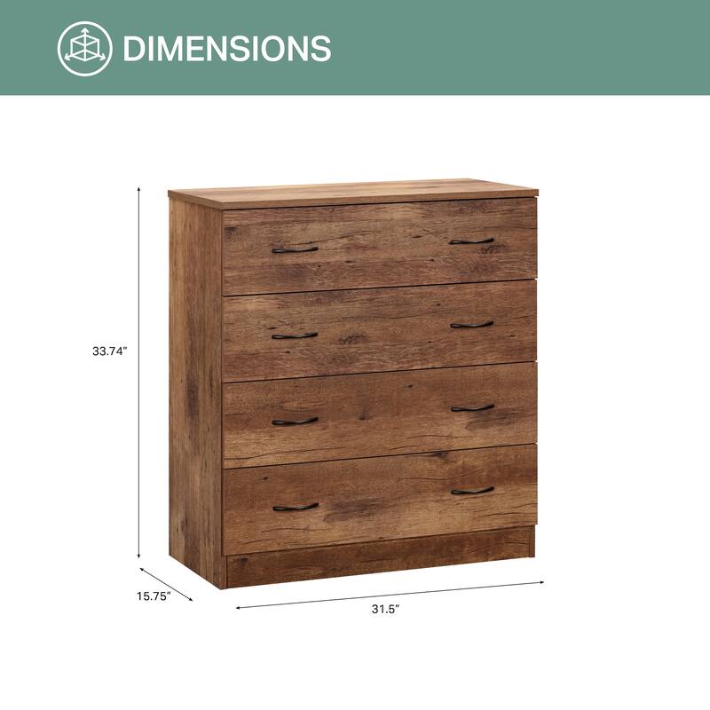 OS Home and Office Furniture Model 6007 Four Drawer Chest in Mountain Oak