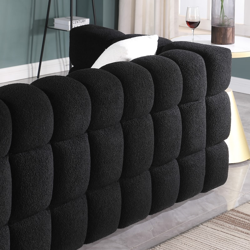 Wayna Modern Square Sofa, Sherpa Thick Cushion Double Sofa