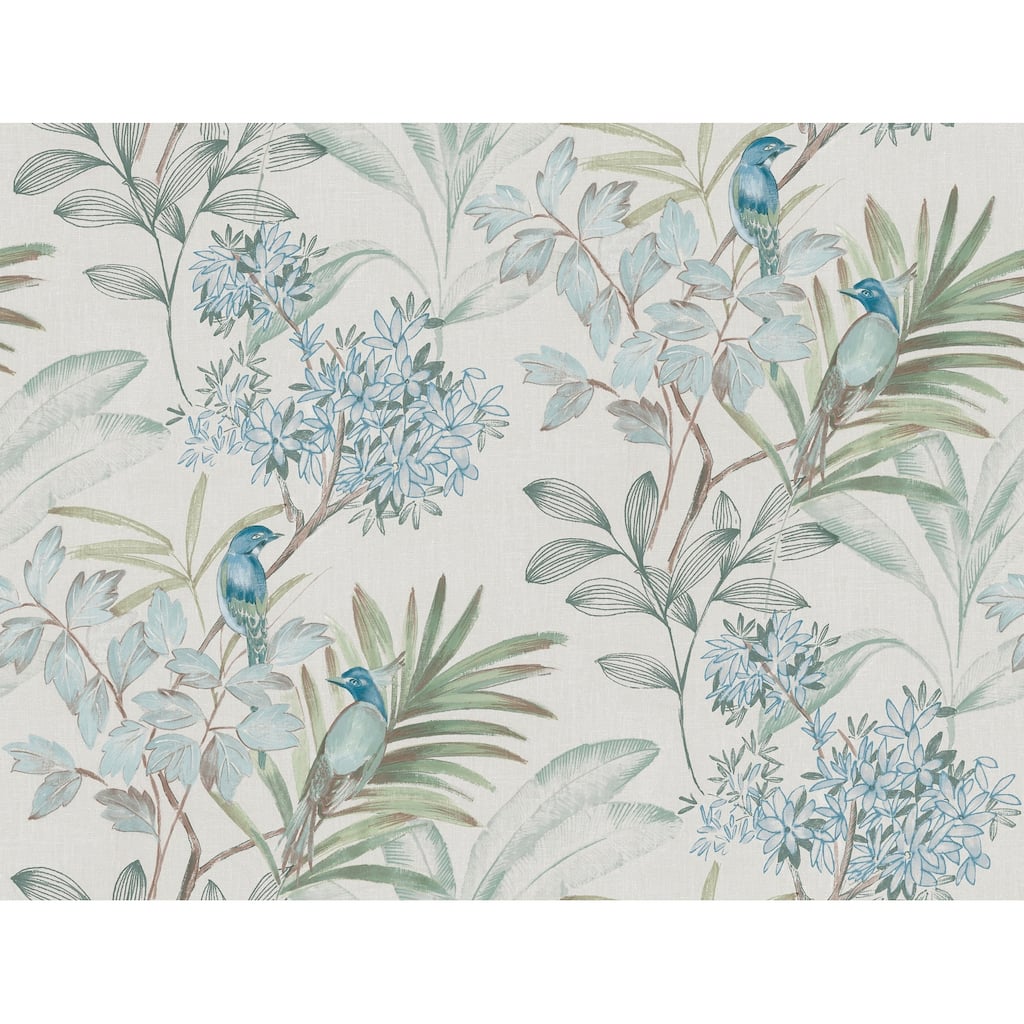 York Wallcoverings Turquiose Handpainted Songbird Peel and Stick Wallpaper