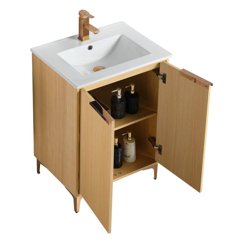 Fine Fixtures Wilmington Bathroom Vanity with White Ceramic Sink.