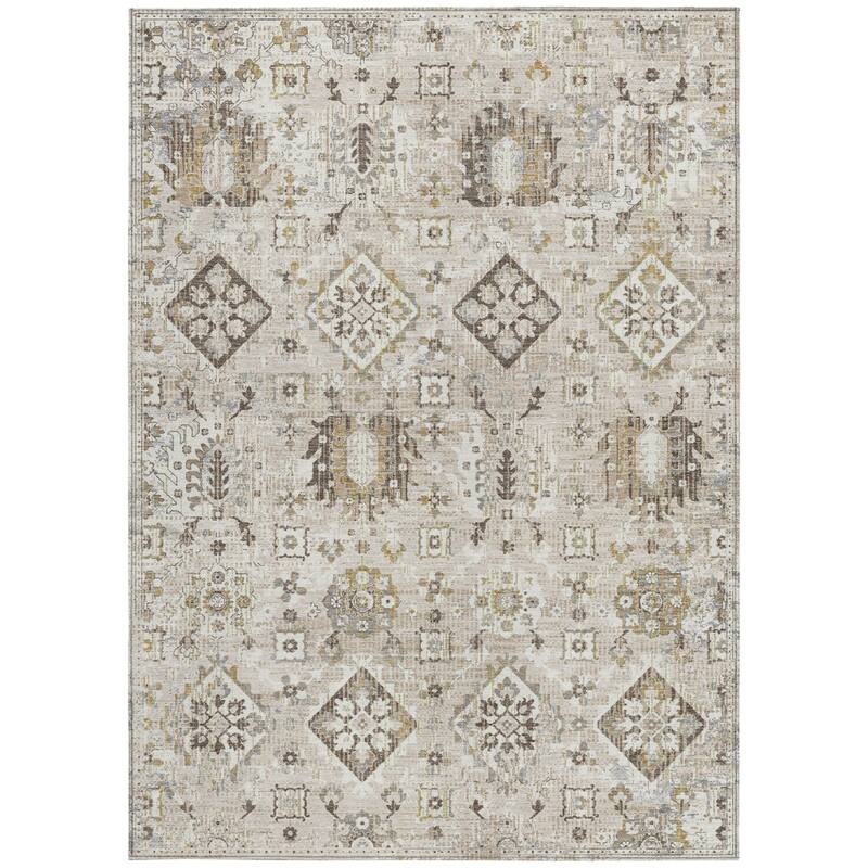 HomeRoots Floral Medallion Traditional Rectangle Outdoor Rug