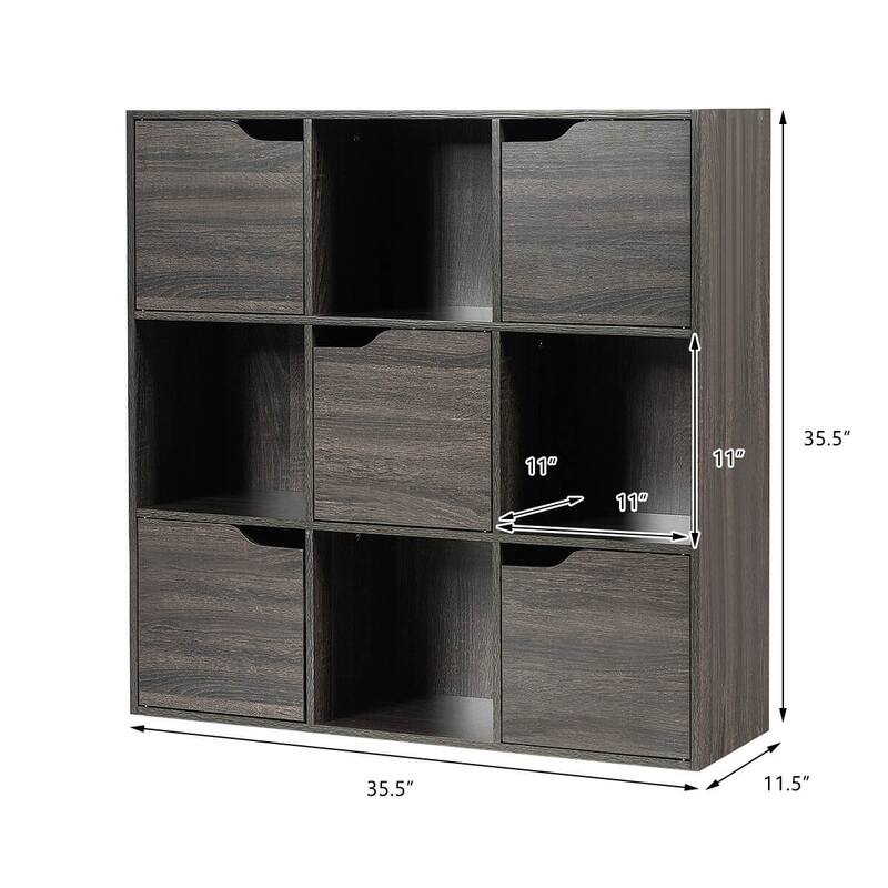 Costway 9 Cube Bookcase Cabinet Wood Bookcase Storage Shelves Room - See Details