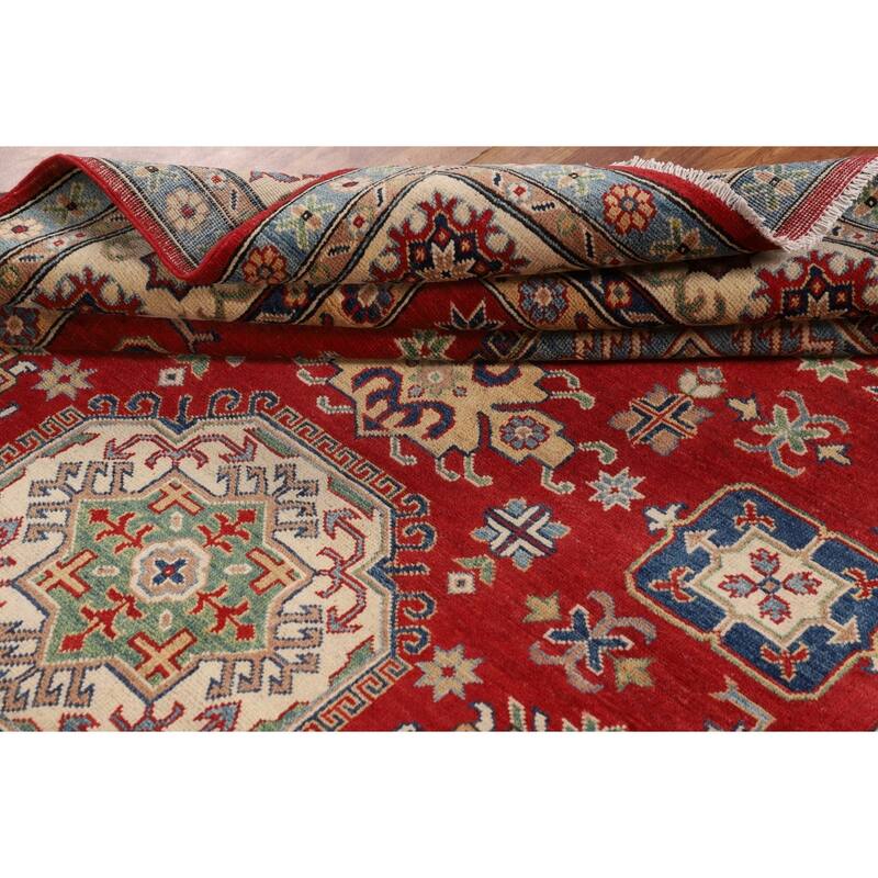 Red Kazak Area Rug Handmade Living Room Wool Carpet - 6'7" x 9'9"