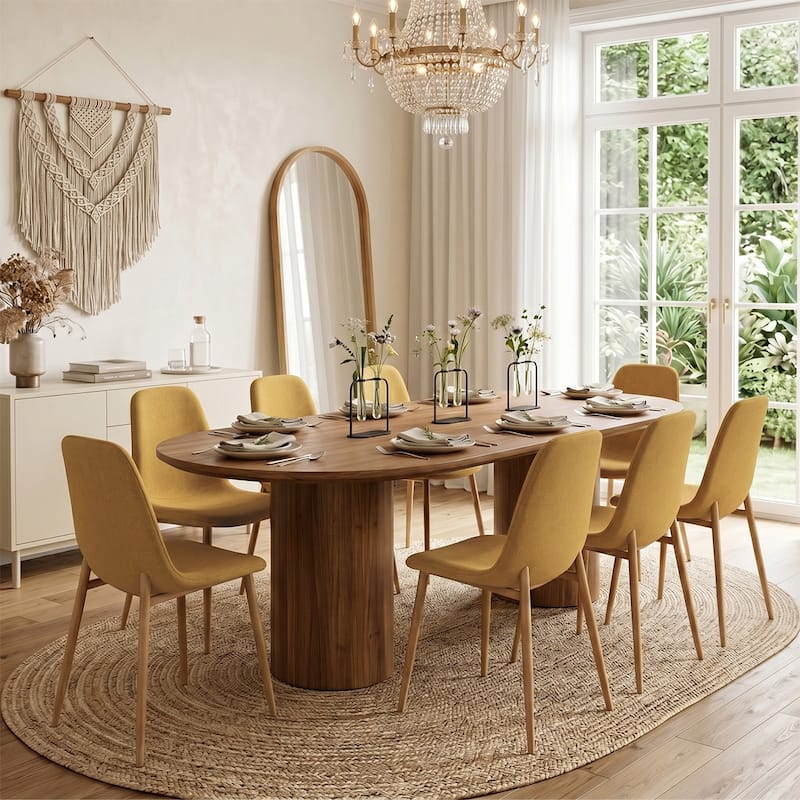 Upholstered Full Back Side Dining Chair(Set of 8) - Yellow