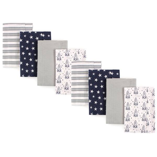 slide 1 of 1, Hudson Baby Boys and Girls Cotton Poly Flannel Burp Cloths 8-Pack, Rocket Ship, One Size - Rocket Ship 8-Pack - One Size One Size - Rocket Ship 8-Pack