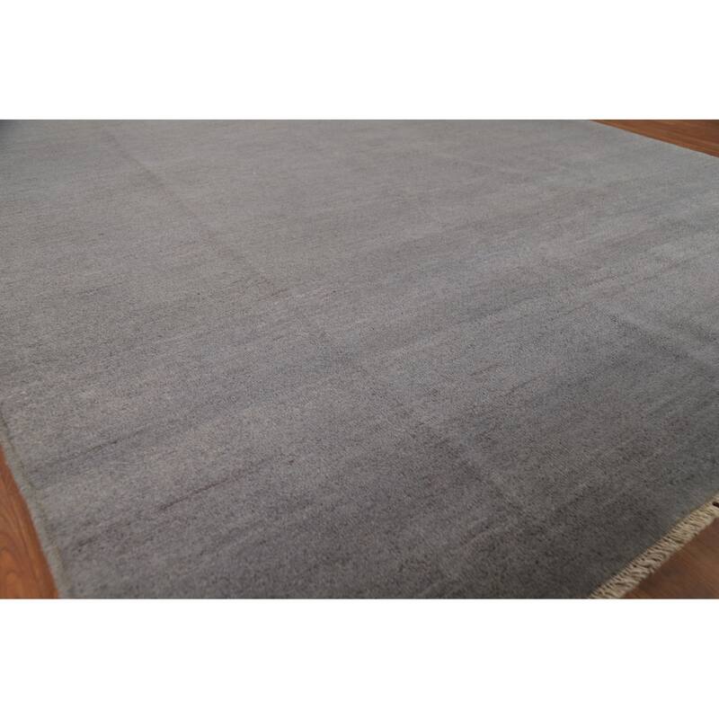 Modern Gray Gabbeh Oriental Area Rug Hand-Knotted Wool Carpet - 6'8" x 9'6"