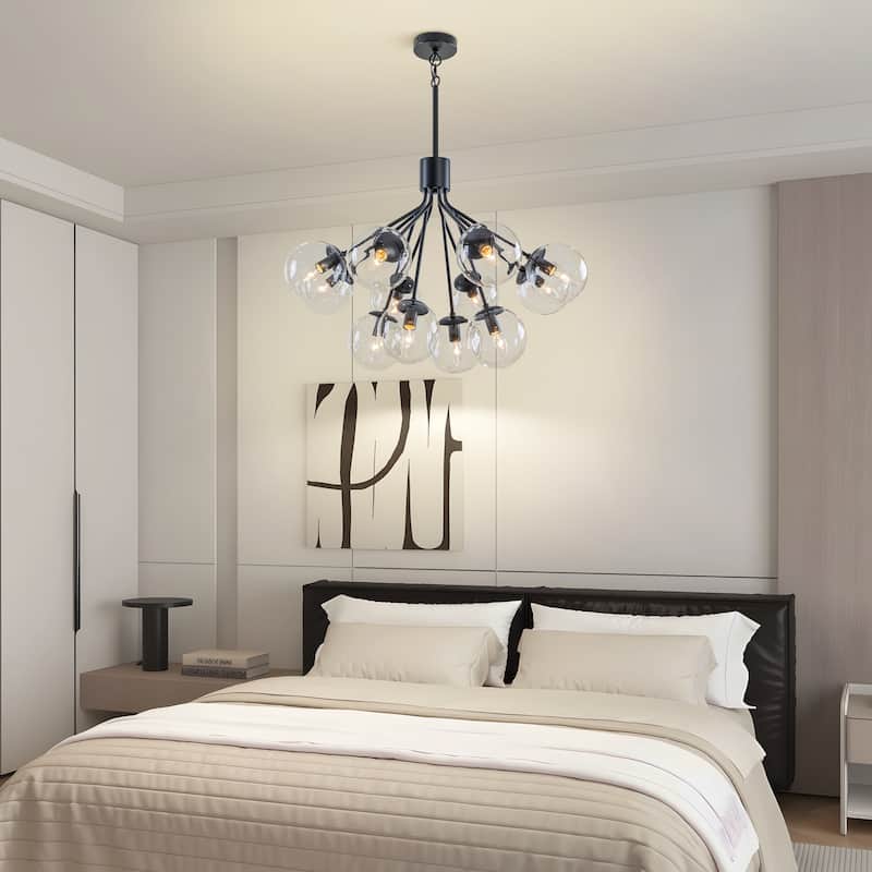 Starsky 12-Light Modern Bubble Seeded Glass Chandelier