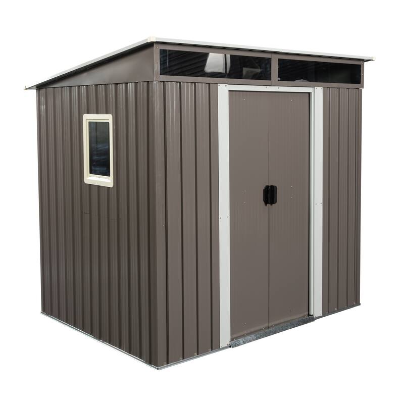 Outdoor Rust-proof Metal Storage Shed Garden Shed with Lockable Sliding Door, Weatherproof Tool Shed