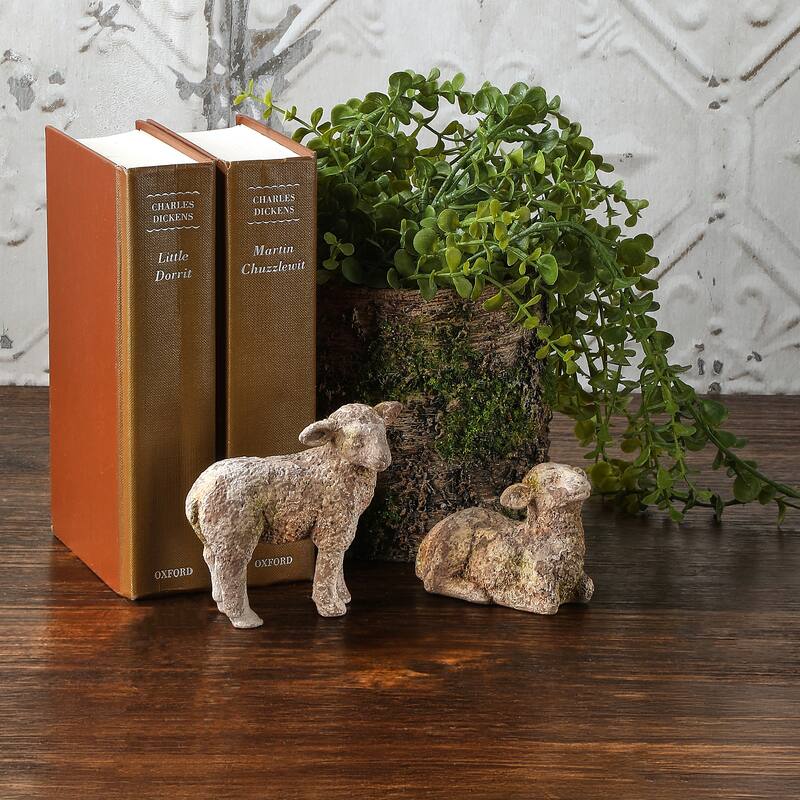 3.5" Resin Mossed Sheep Set of 2
