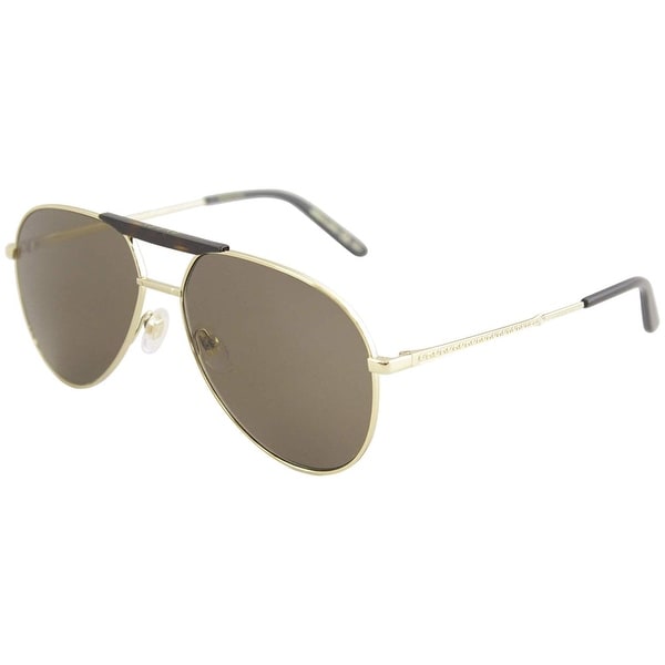 Shop Gucci Brown Aviator Sunglasses Gg0242S 002 59 - GOLD ...