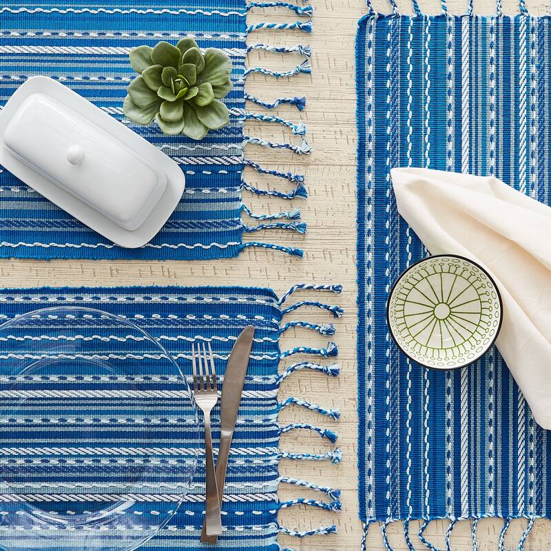 DII Natural Tonal Stripe With Fringe Placemat (Set of 6)