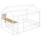 preview thumbnail 5 of 16, Full Size Metal Bed House Bed Frame with Desk, Shelves, Power Outlets and USB Ports, White