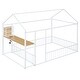 preview thumbnail 5 of 17, White Full Size Metal Bed with Desk, House Bed Frame with Shelves and USB Ports