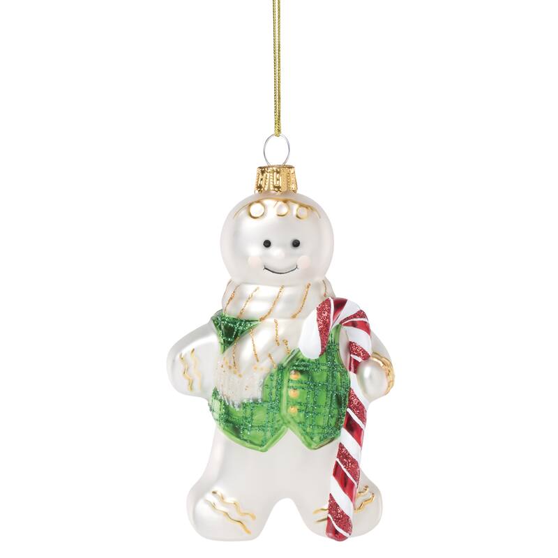 Lenox 2025 Blown Glass Gingerbread Ornament, Christmas - 2.75"L x 1.75"W x 4.5"H
