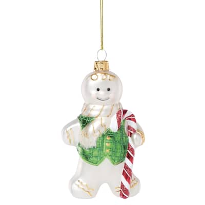 Lenox 2025 Blown Glass Gingerbread Ornament, Christmas - 2.75"L x 1.75"W x 4.5"H