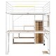 preview thumbnail 6 of 10, Full Size Metal Loft Bed with Built-in Work Station, Wardrobe, Storage Staircase and LED, White