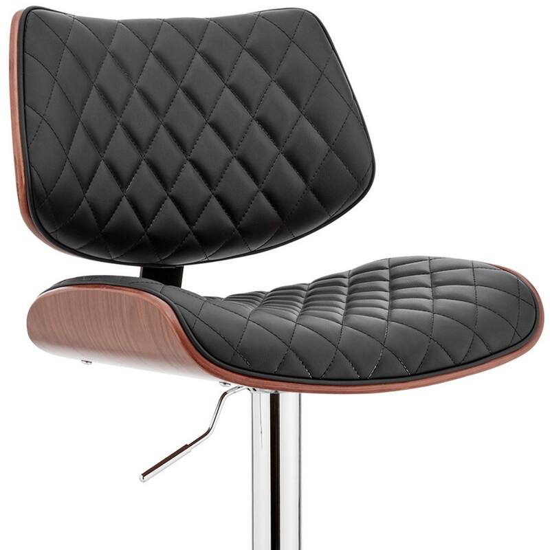 Faux Leather Adjustable Bar Stool with Swivel Seat and Chrome Matte Frame