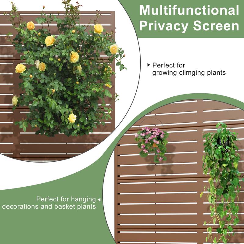 Outdoor Privacy Screen with Stand for Patio Garden Metal Fence Set of 2
