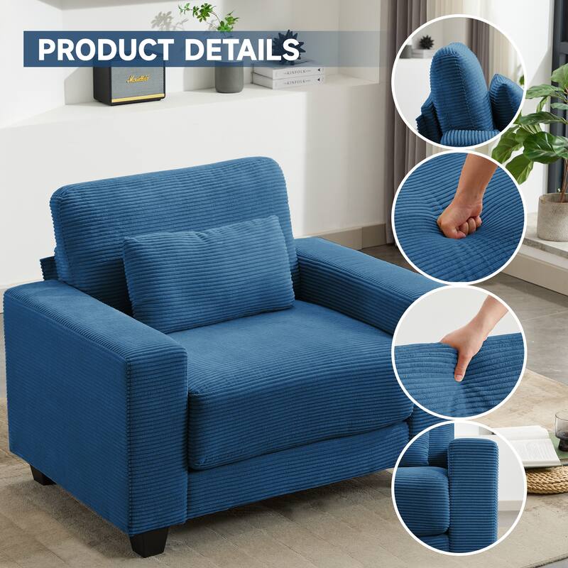 Corduroy Widened Single Sofa Chair, A Extra Lumbar Pillow
