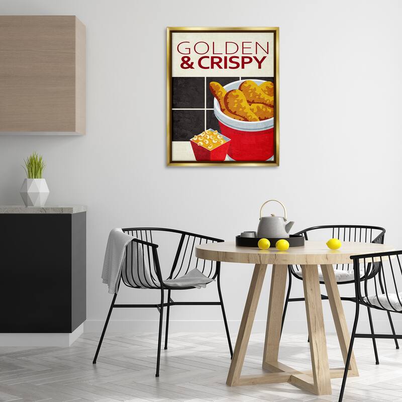 Stupell Golden & Crispy Fried Food Framed Floater Canvas Wall Art Design By Kim Allen