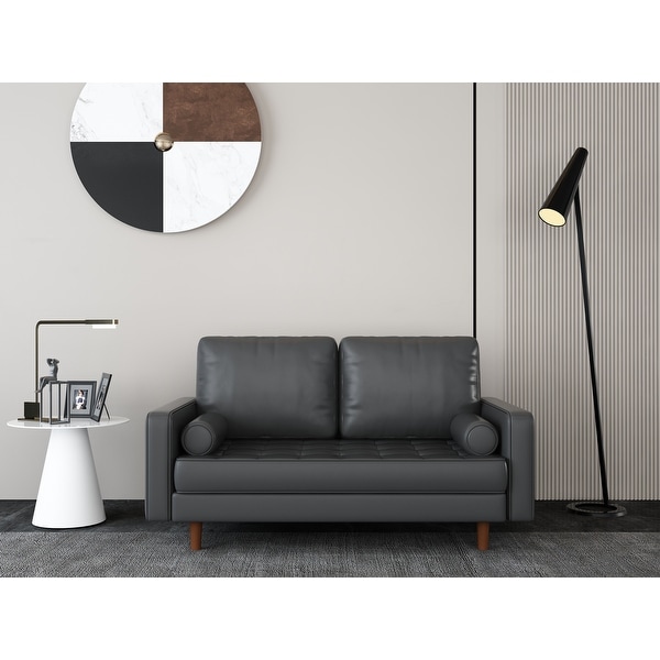 Dionne Faux Leather Square Arm Loveseat. Opens flyout.