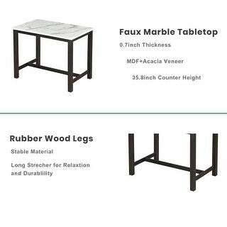 5-Piece Dining Table Set With 4 Upholstered Chairs And Faux Marble Top ...