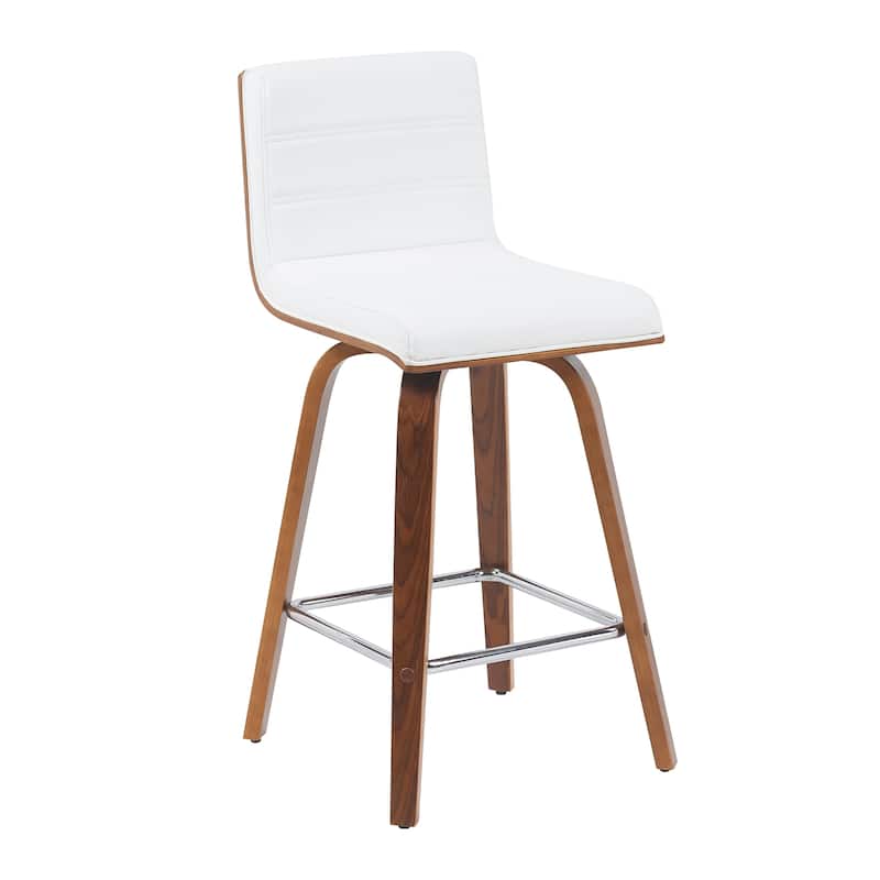 Skara Mid-Century Swivel Counter Stool, Upholstered Counter Height Chair with Bentwood Legs