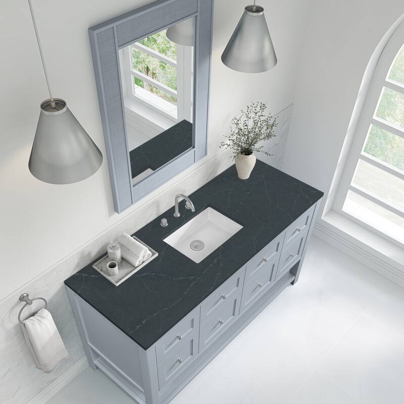 Breckenridge 60" Single Vanity, Serenity Blue - Charcoal Soapstone