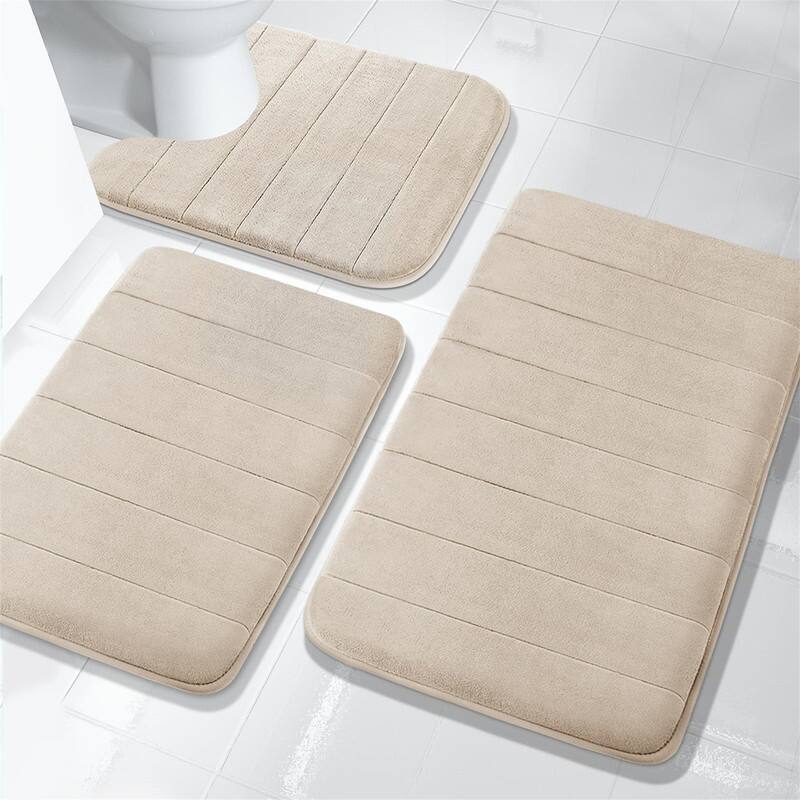 Memory Foam Bath Mat Set - beige