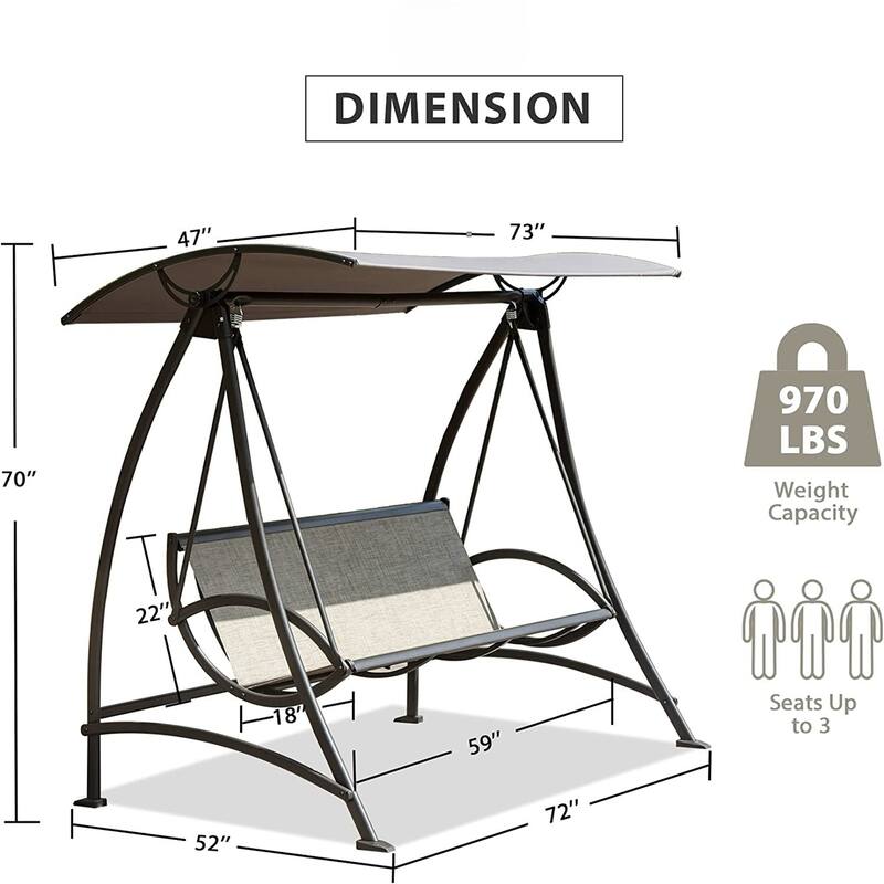 GDFStudio - Bella Outdoor Adjustable Patio Swing Chair with Steel Frame and Canopy