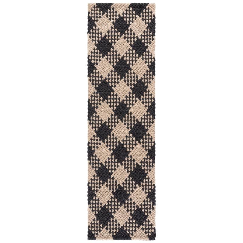 SAFAVIEH Handmade Natural Fiber Couture Heriona Wool Rug - 2'3" x 8' Runner - Black/Beige