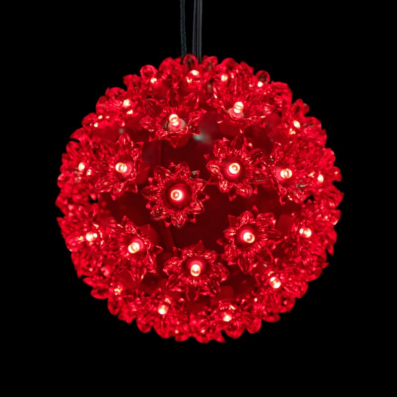 LED Lighted Hanging Starlight Sphere Outdoor Christmas Decoration- 6" - Red