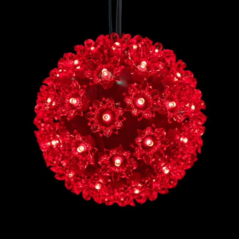 LED Lighted Starlight Sphere Hanging Outdoor Christmas Decoration- 6" - Red Lights