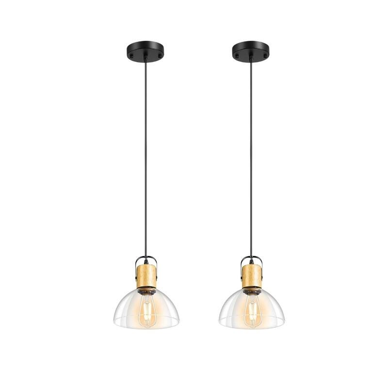 2 Pack bulbs light black indoor lighting metal pendant light