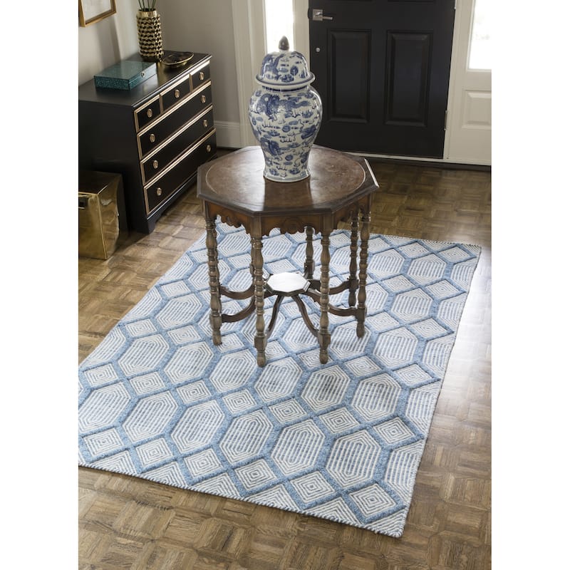 Erin Gates by Momeni Langdon Cambridge Hand Woven Wool Blue Area Rug