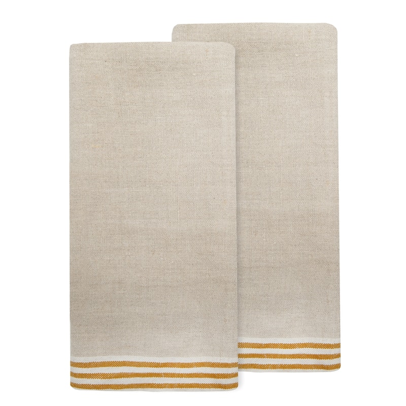 Caravan Alsace Tea Towels - Set of 2 - Natural, Mustard