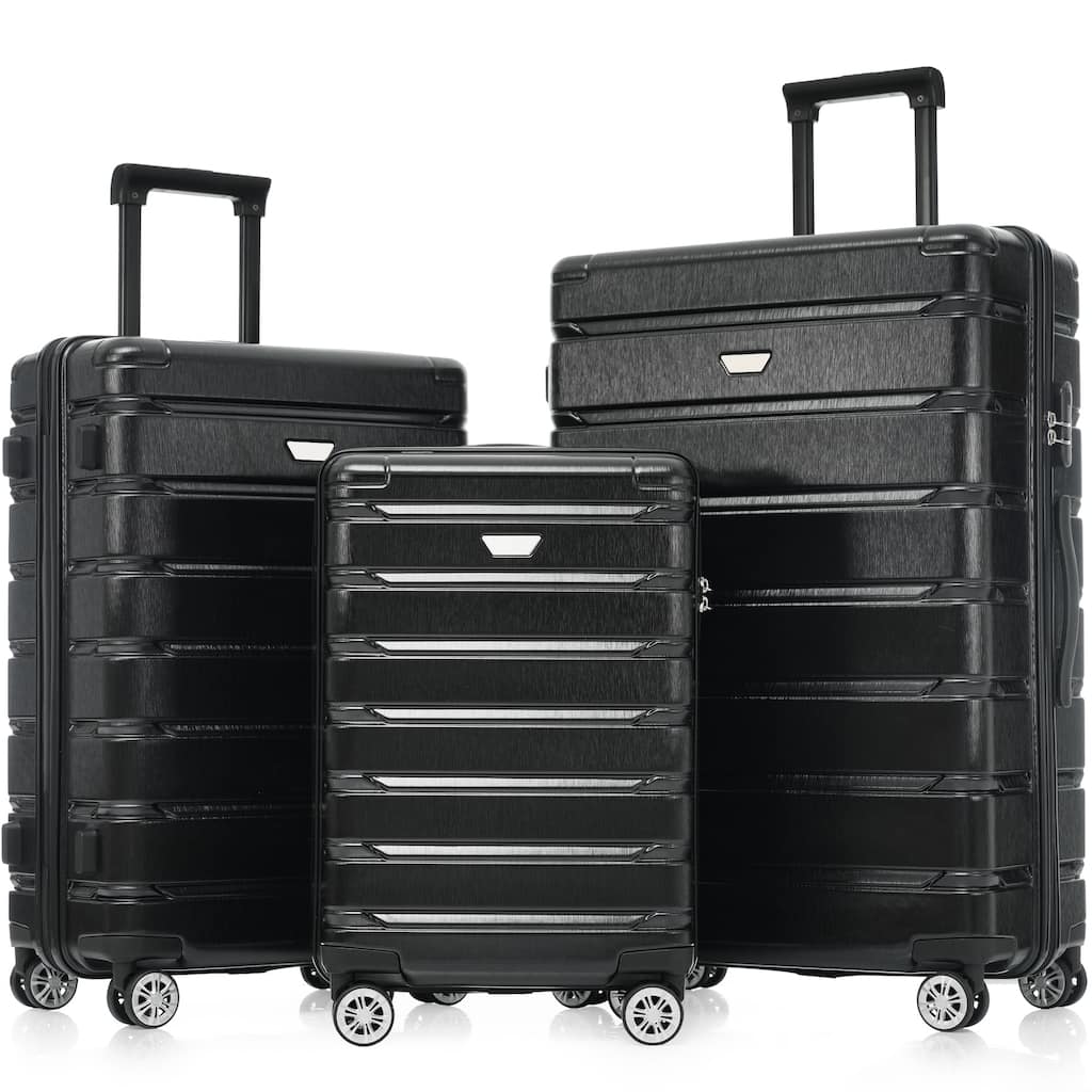 3-Piece, 20, 24, 28-Inch Modern Hard-Shell Luggage with Spinner Wheels and Telescopic Handle, for Boarding Travel