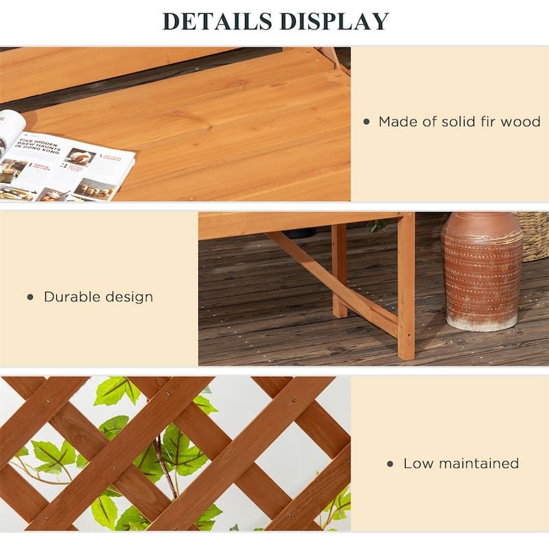 Fir Wood Arbor Arch Garden Bench with Trellis Pergola - 63" W x 19.75" D x 78" H