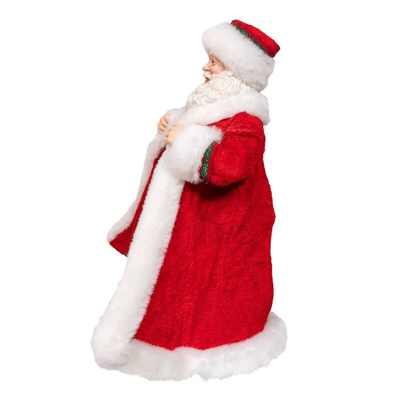 Kurt Adler 10.5-Inch Fabriche Santa with Gifts in Pocket.