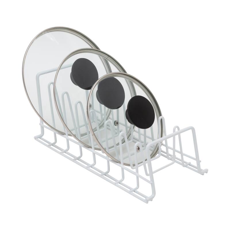 Organize It All Deluxe Lid and plates Organizer in White - 6.00" x 12.25" x 4.75"