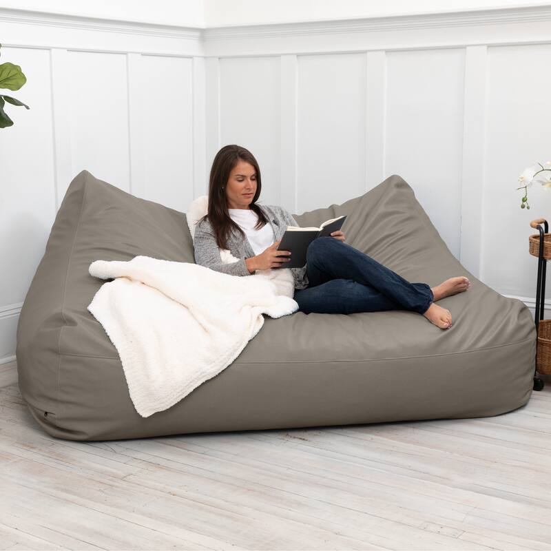 Atrium Collection Lozia Loveseat - Large Bean Bag Sofa for Home Theaters, Offices, Schools & Receptions - Faux Leather - N/A - Gun Metal